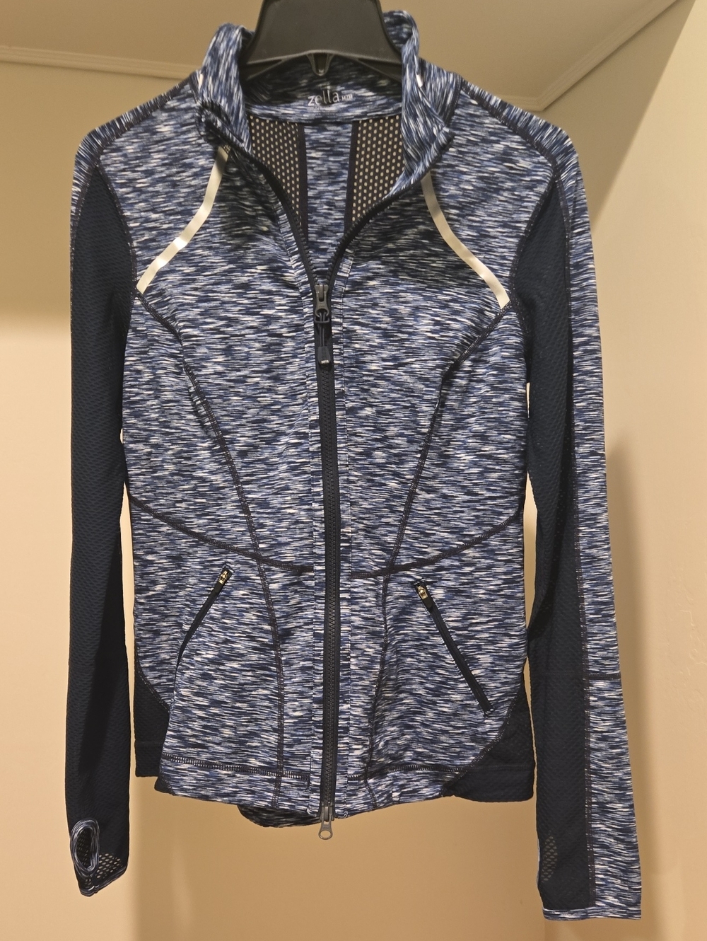 Zella Navy Heather Full-Zip Utility Jacket